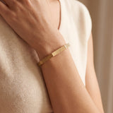 14k Yellow Gold 13.6g Vintage Striped 5.mm Octagonal Bangle Bracelet 6.75"