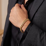 14k Yellow Gold 22.4g Semi Solid 9.5mm Men's Cuban Link Bracelet Italy 8.5"