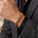 14k Yellow Gold 14.6g Semi Solid Men's 7mm Curb Link Bracelet Italy 8"