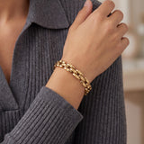 14k Yellow Gold 15.2g Vintage Milor 9mm Fancy Panther Link Bracelet Italy 7"
