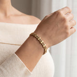 14k Yellow Gold 15.2g Vintage Ladies 10mm Fancy Link Bracelet Italy 7.5"