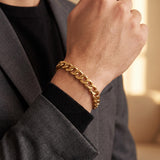 14k Yellow Gold 32.4g Solid Vintage Men's Squared Curb Link Bracelet 8.75"