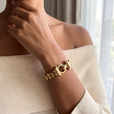 14k Yellow Gold 31.2g Thick Vintage Ladies Fancy Link Bracelet Italy 7.25"