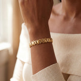 14k Yellow Gold 19.6g Thick 13mm XO Hugs and Kisses Link Bracelet Italy 7"