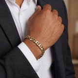 14k Yellow Gold 14g Solid Men's 7mm Mariner Link Bracelet Italy 8.25"