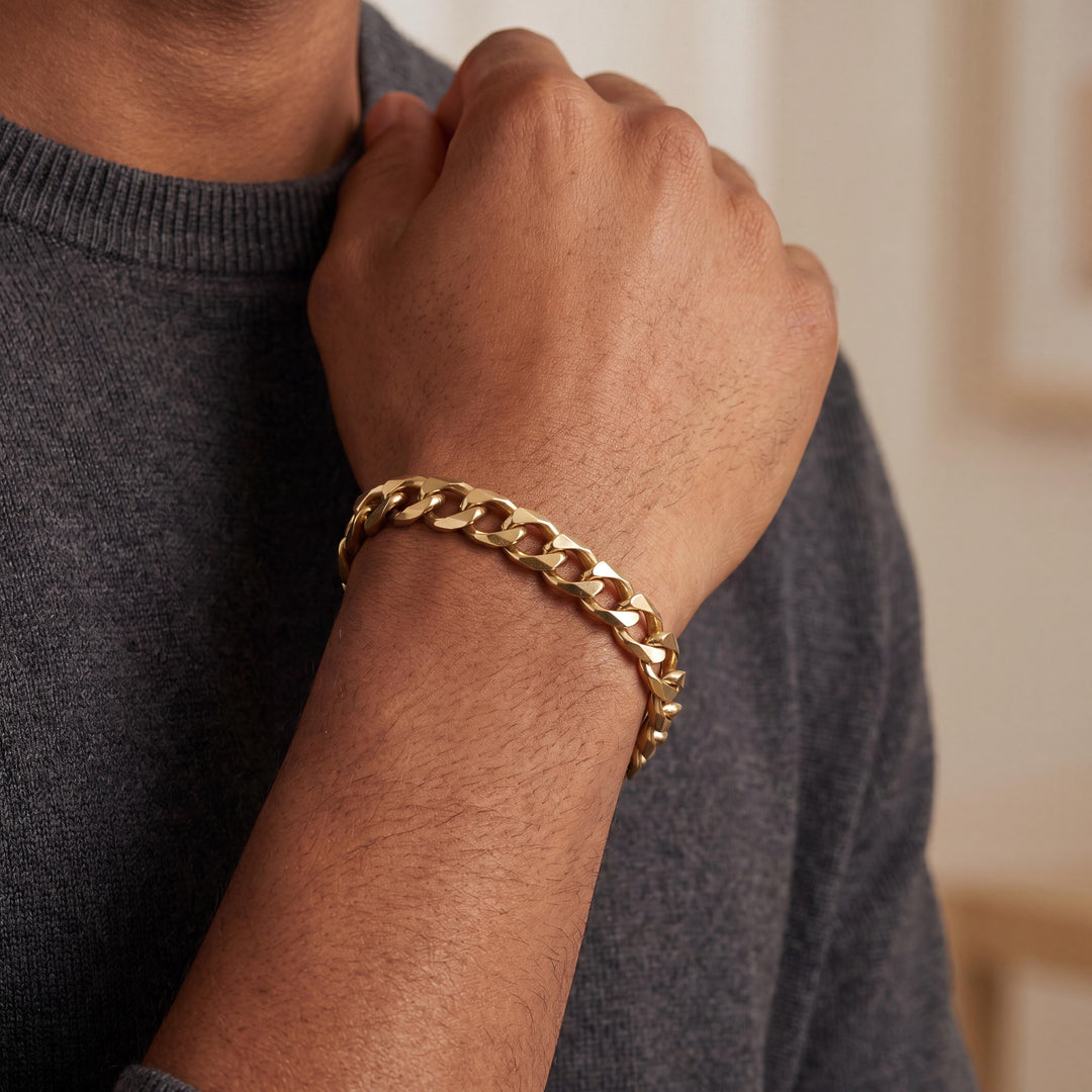 14k Yellow Gold 28.8gg Solid Heavy Men's 7.5mm Curb Link Bracelet 8.25"