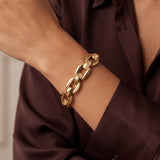 14k Yellow Gold 27.8g Heavy Polished 14mm Fancy Link Bracelet Italy 7.5"