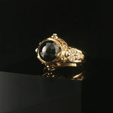 18k Yellow Gold 1.85ct Black Diamond Solid Vintage Fancy Ring Size 7.5