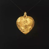 24k Pure Yellow Gold 6.7g Solid Asian Good Fortune Heart Charm Pendant