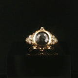 18k Yellow Gold 1.85ct Black Diamond Solid Vintage Fancy Ring Size 7.5