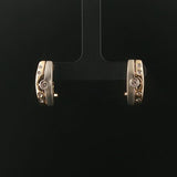 14k Yellow and White Gold 0.18cttw Flush Set Diamond Huggie Earrings