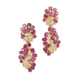 14k Yellow Gold 18cttw Ruby and 1cttw Diamond Large Heavy Drop Dangle Earrings