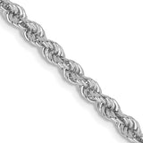 Brand New 14k White Gold 3mm Polished Rope Chain Necklace