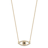 Brand New 14k Yellow Gold Diamond and Sapphire Evil Eye Pendant Necklace 18"