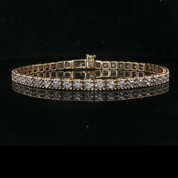 14k Yellow Gold and 2.8cttw Diamond Vintage Ladies Tennis Bracelet 7.25