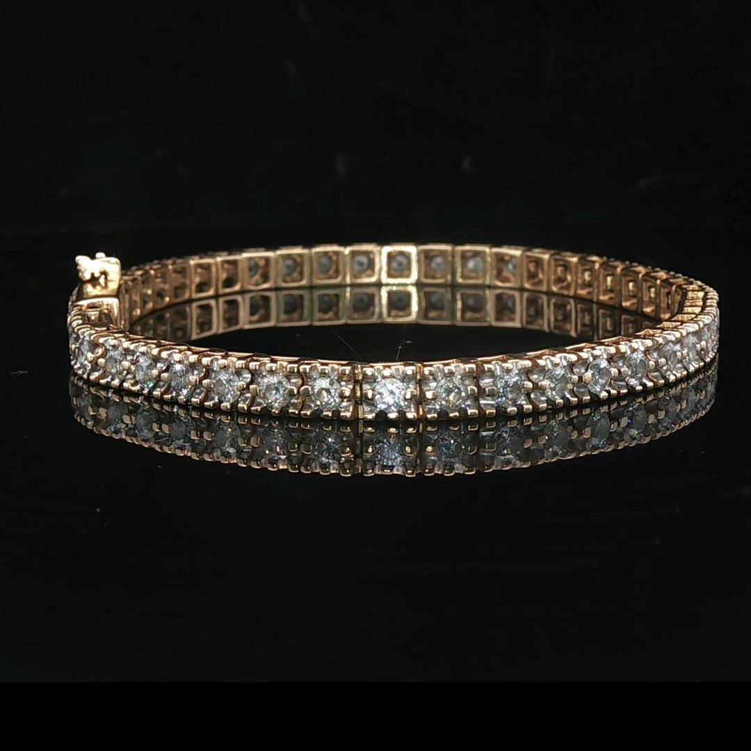 14k Yellow Gold and 2.8cttw Diamond Vintage Ladies Tennis Bracelet 7.25"