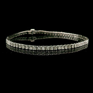 18k White Gold and Diamond 10.4g Vintage Link Bracelet 7.25"