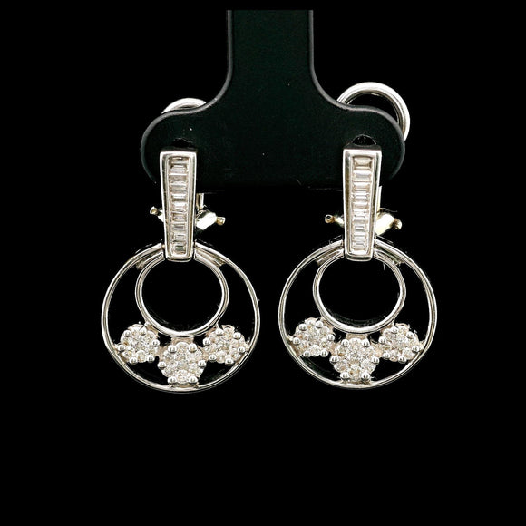 18k White Gold and 1cttw Diamond Fancy Drop Dangle Earrings 1