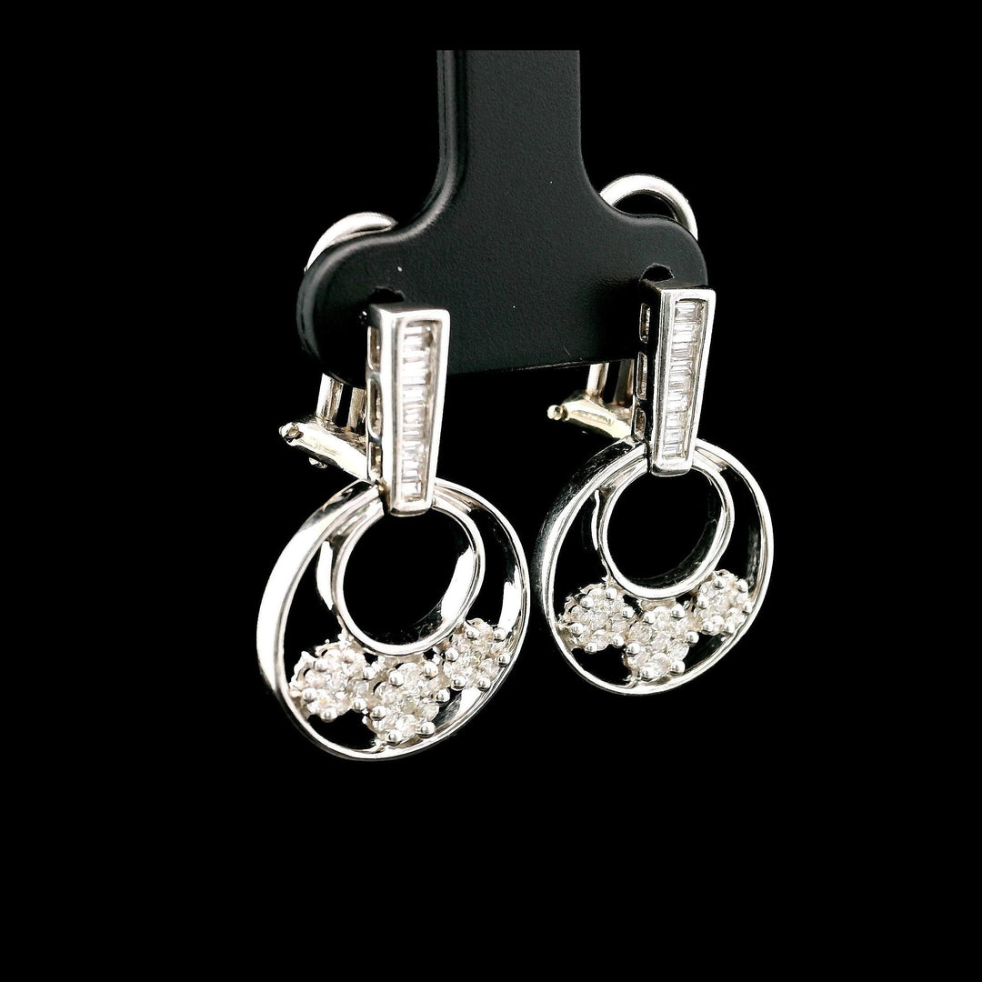 18k White Gold and 1cttw Diamond Fancy Drop Dangle Earrings 1"