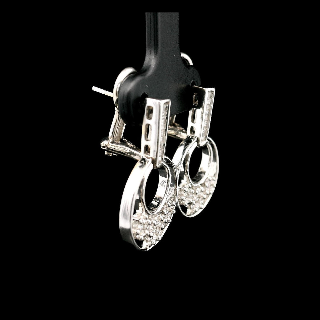 18k White Gold and 1cttw Diamond Fancy Drop Dangle Earrings 1"