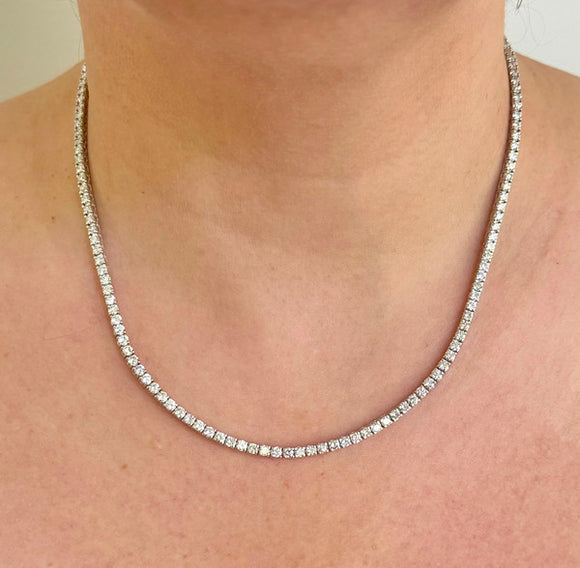 Brand New 12cttw Natural Diamond Tennis Necklace in 14k White Gold 18