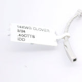Brand New 14k White Gold and Diamond Clover Station Flex Bangle Bracelet 7"