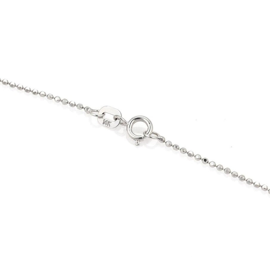 14k White Gold Black & White Diamond Flower Pendant Necklace 15.5"