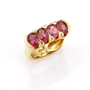 14k Yellow Gold and Pink Oval Tourmaline Ring Size 7.5