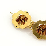 14k Yellow Gold Blue Enamel & Seed Pearl Vintage Rose Link Bracelet 7.5"