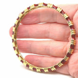 Tiffany & Co. 18k Yellow Gold and Red Enamel 6mm Bangle Bracelet 7.75"