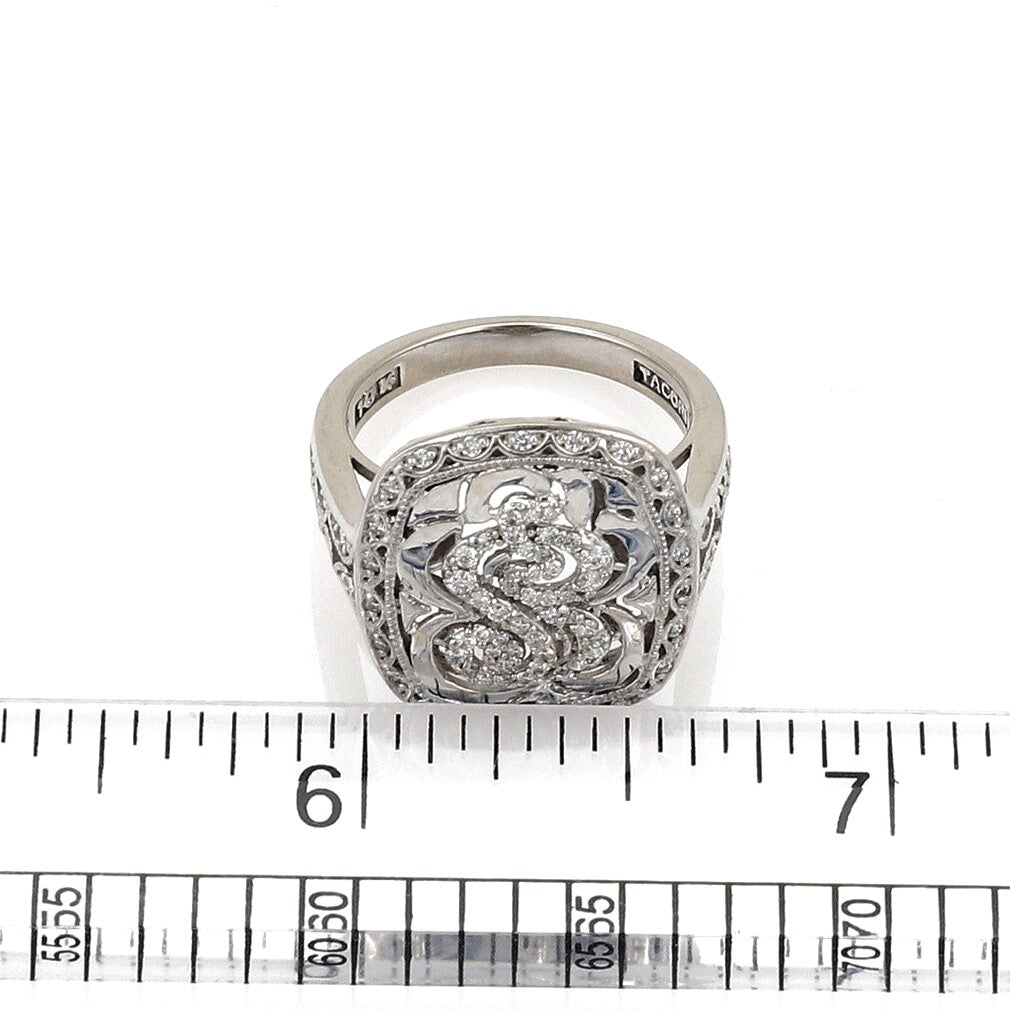 Tacori 18k White Gold and Diamond Swirl Open Design Ring Size 6.5