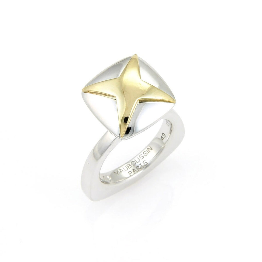 Mauboussin 18k Yellow and White Gold Fancy Star Ring France Size 4.5