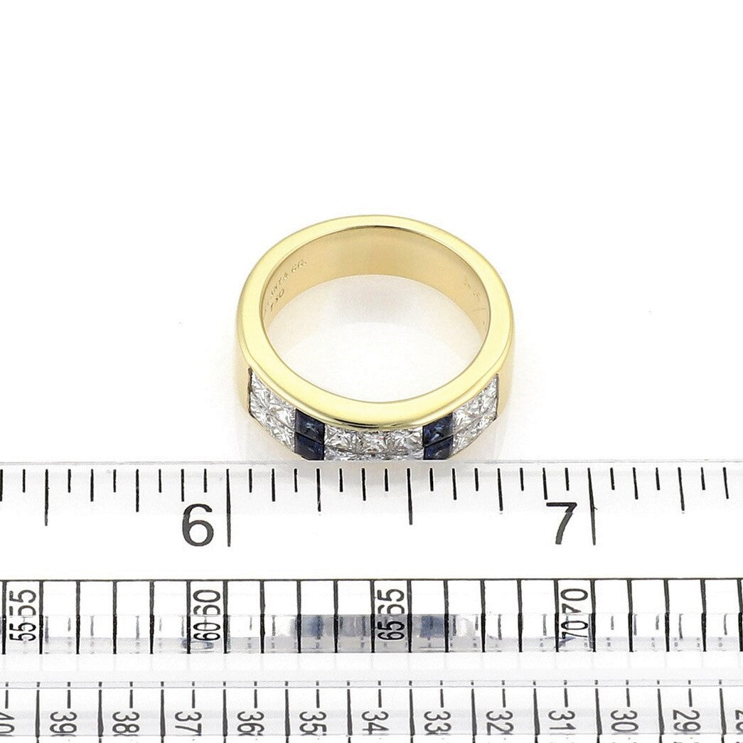 Tiffany & Co. Diamond and Sapphire 18k Yellow Gold Band Ring Size 5 with Box