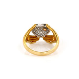Carrera y Carrera 18k Two Tone Gold & Diamond Heart Butterfly Hand Ring Size 6.5
