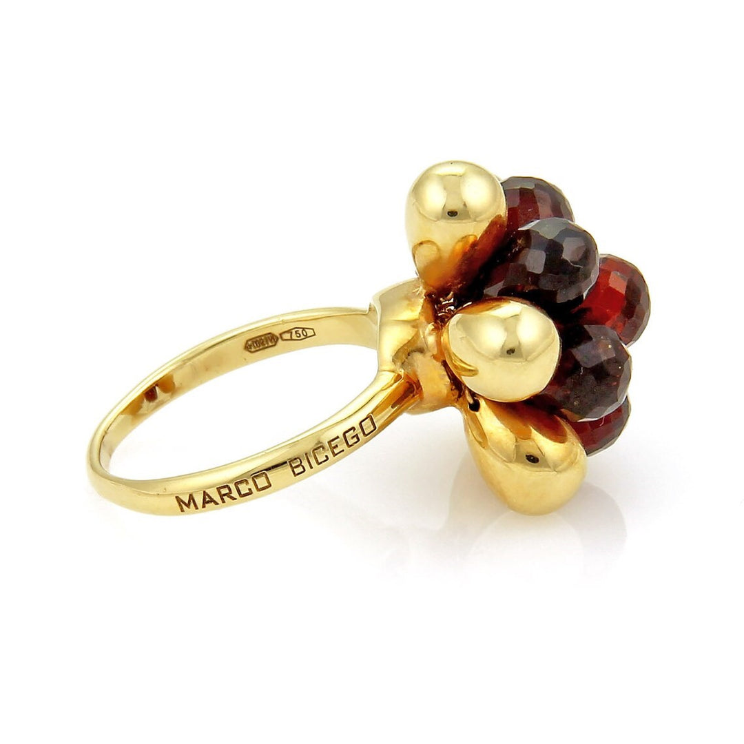 Marco Bicego Acapulco 18k Yellow Gold Garnet Beaded Cluster Ring Size 7