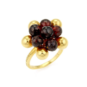 Marco Bicego Acapulco 18k Yellow Gold Garnet Beaded Cluster Ring Size 7