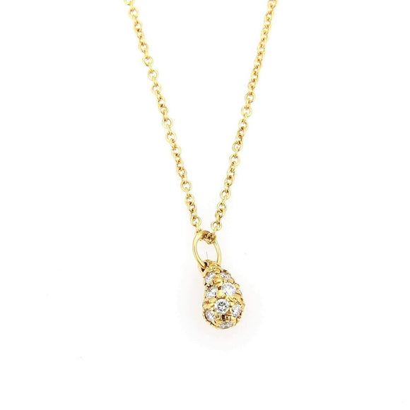 Tiffany & Co. Elsa Peretti 18k Yellow Gold Diamond Teardrop Pendant Necklace 17