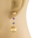 Marco Bicego Africa 18k Yellow Gold & Gemstone Bead Dangle Earrings Italy 1.4"