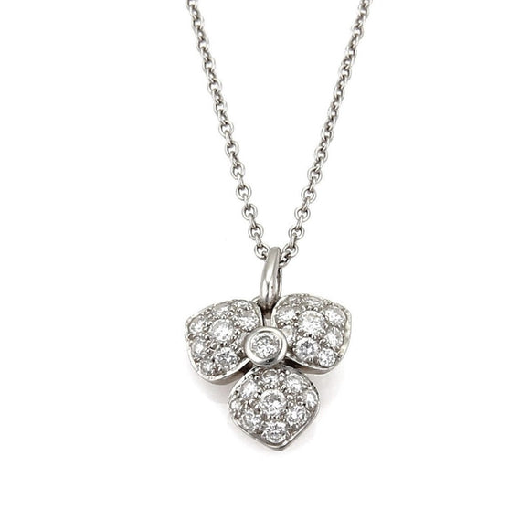 Tiffany & Co. Diamond and Platinum Flower Pendant Necklace 15.75