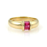 Tiffany & Co. 18k Yellow Gold and Baguette Ruby Dome Band Ring Size 5