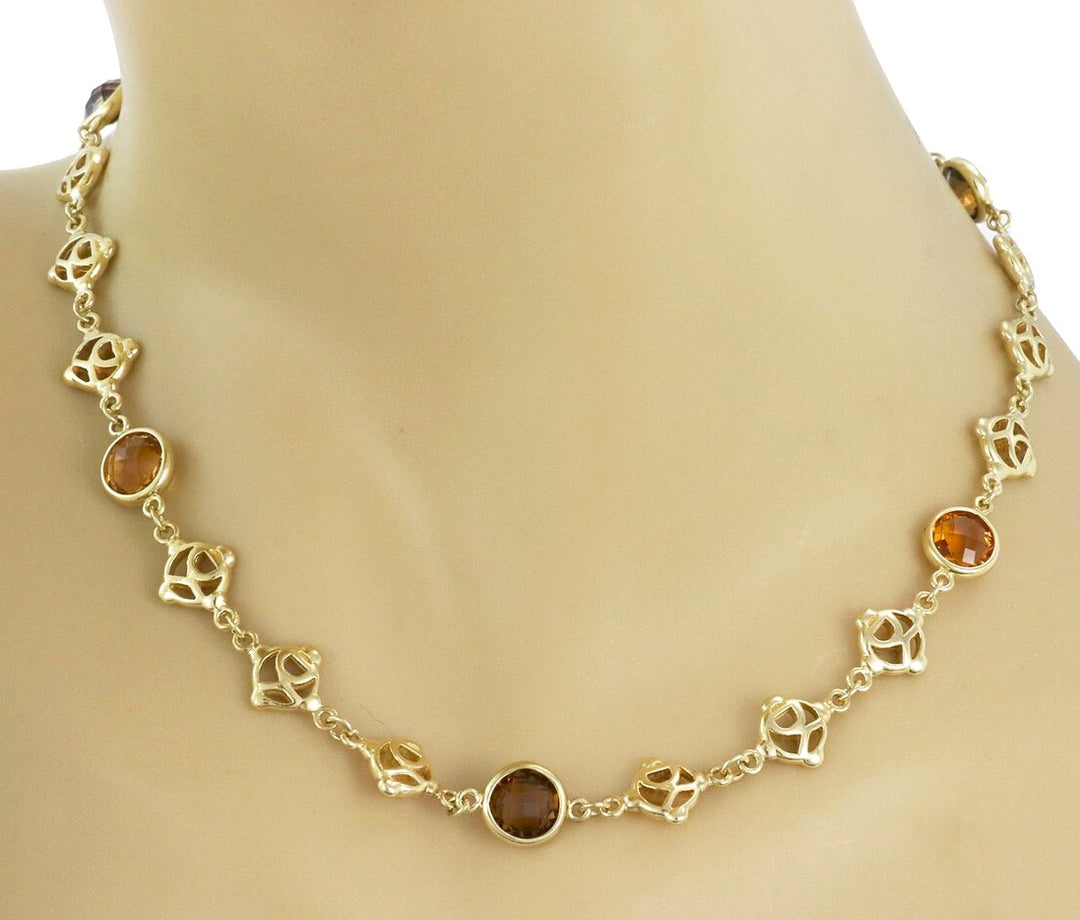 David Yurman 18k Yellow Gold and Multicolor Gems DY Logo Link Necklace 16"