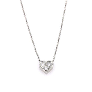 Tiffany & Co. Three Diamond Platinum Heart Pendant Necklace 16"