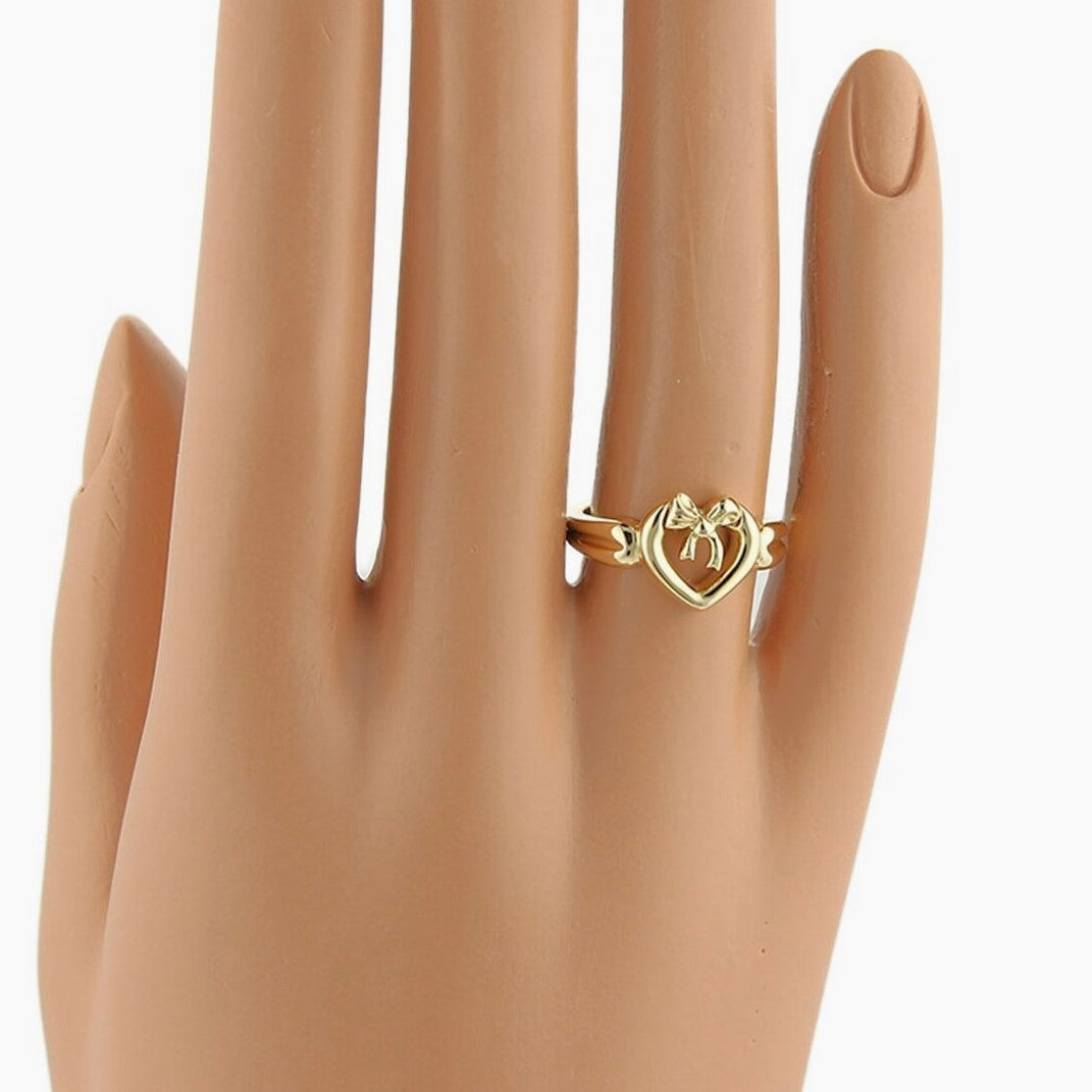 Tiffany & Co. 18k Yellow Gold Open Heart With Bow Ring Size 5.5