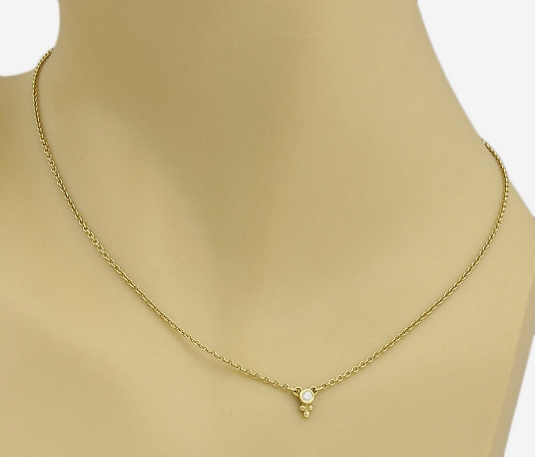 Judith Ripka Mini Dew Drop 18k Yellow Gold and Diamond Pendant Necklace 16"