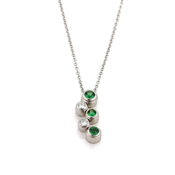 Tiffany & Co. Platinum Bubble Diamond and Tsavorite Pendant Necklace 16