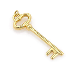 Tiffany & Co. 18k Yellow Gold Large Oval Key Charm Pendant 2.4"