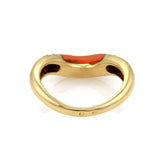 Cartier 18k Yellow Gold Diamond & Coral Stack Band Ring Size 5