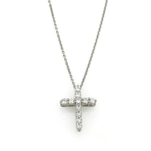 Tiffany & Co. Platinum and Diamond Cross Pendant Necklace 16"