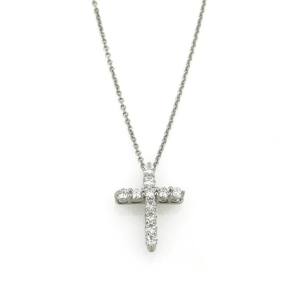 Tiffany & Co. Platinum and Diamond Cross Pendant Necklace 16