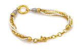 Gurhan 24k and 18k Gold Diamond and Pearls Multi Strand Bracelet